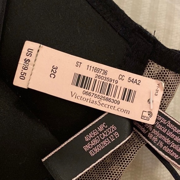 2/$80 Victoria’s Secret Pink+Black Lace Bombshell Push-up Bra w Racerback Straps - Picture 7 of 8